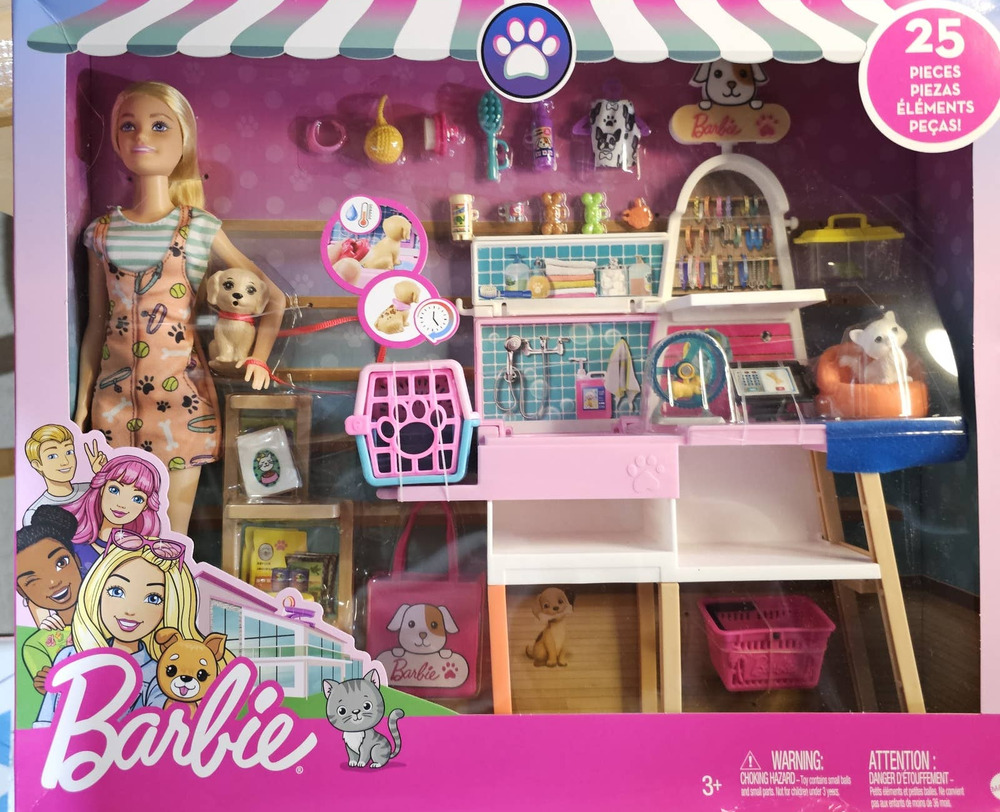 BARBIE Pet Boutique & Grooming 25 Piece  Playset New